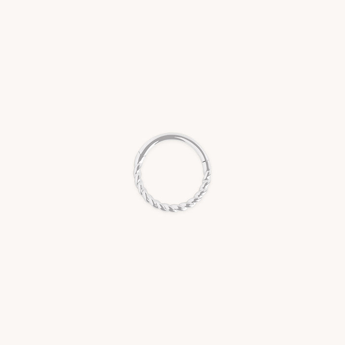Twisted Rope Seamless Hoop in Solid White Gold-Astrid &amp; Miyu