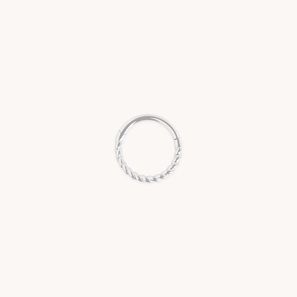 Twisted Rope Seamless Hoop in Solid White Gold-Astrid &amp; Miyu