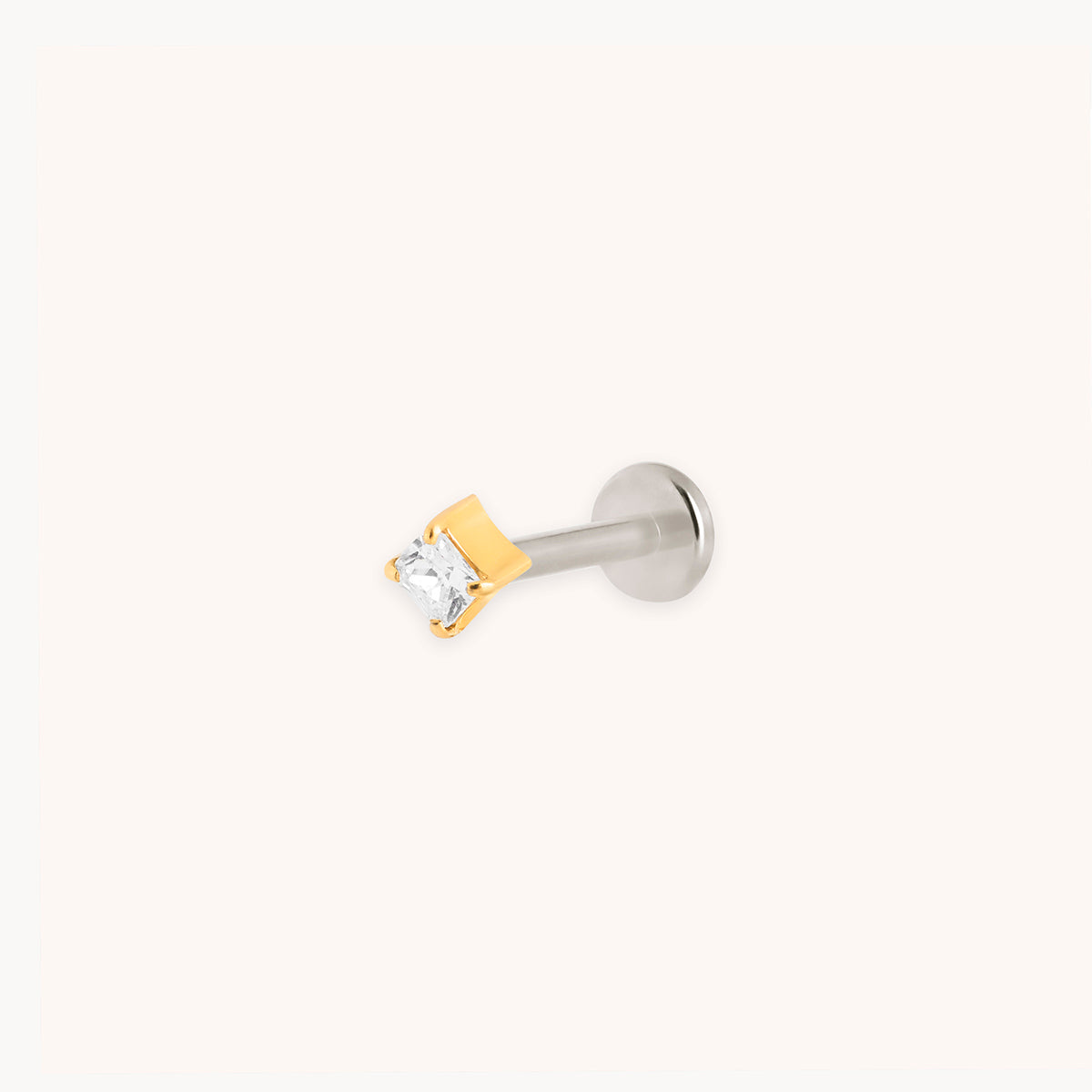 Square Crystal Titanium Piercing Stud in Gold-Astrid &amp; Miyu
