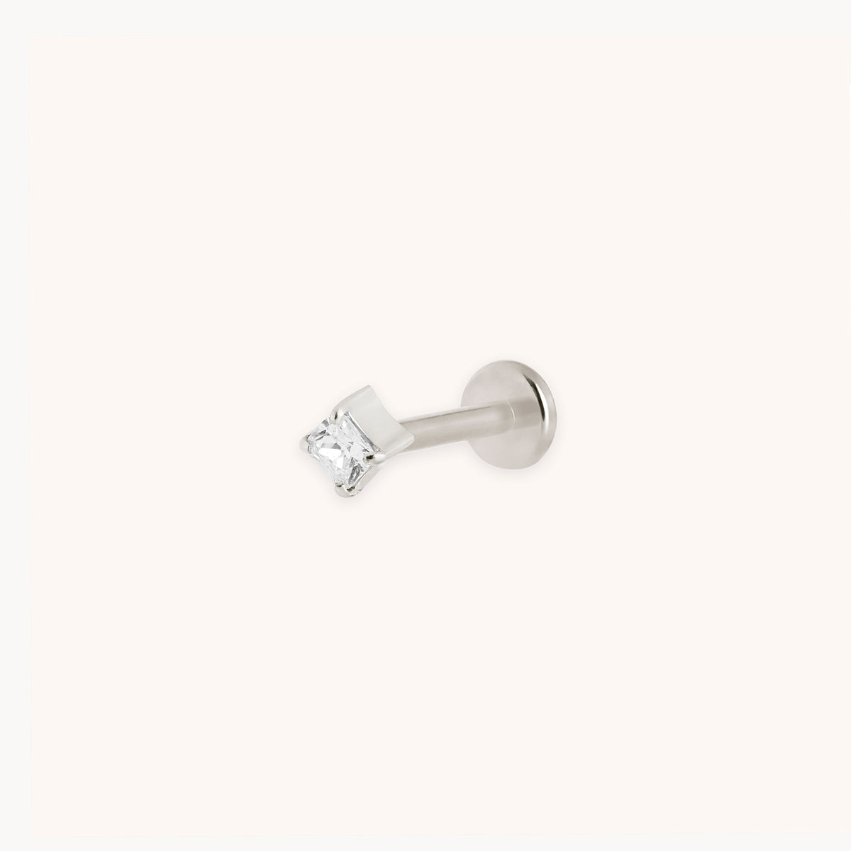 Square Crystal Titanium Piercing Stud in Platinum-Astrid &amp; Miyu