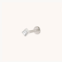Square Crystal Titanium Piercing Stud in Platinum-Astrid &amp; Miyu