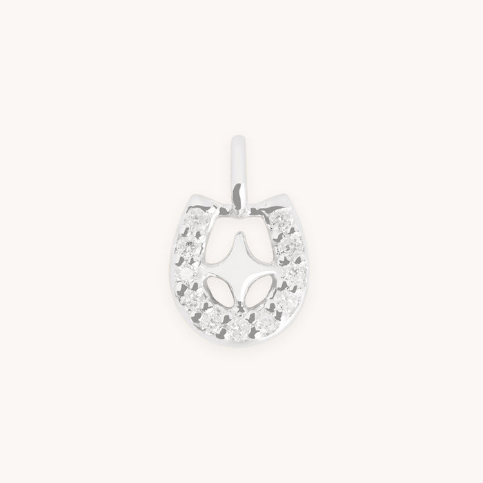 Diamond Pavé Horseshoe Charm 9k White Gold-Astrid &amp; Miyu
