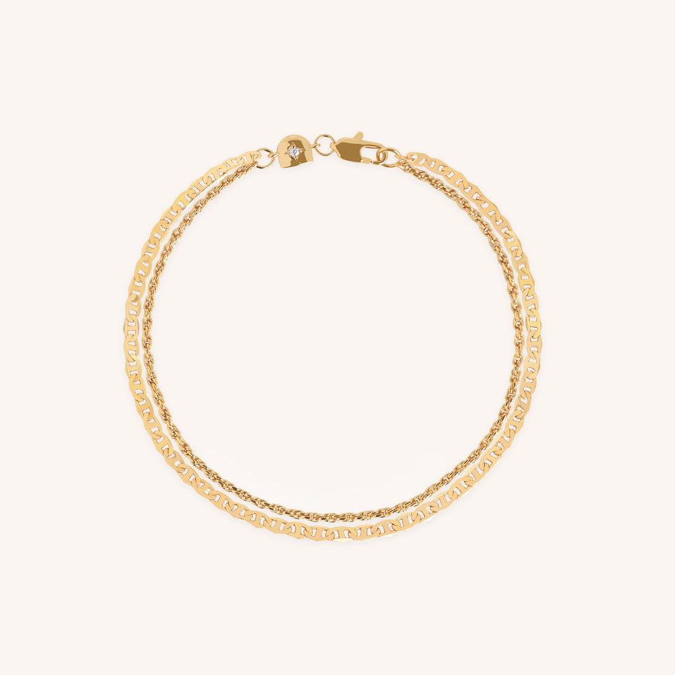 Illusion Double Chain Bracelet in Gold-Astrid &amp; Miyu