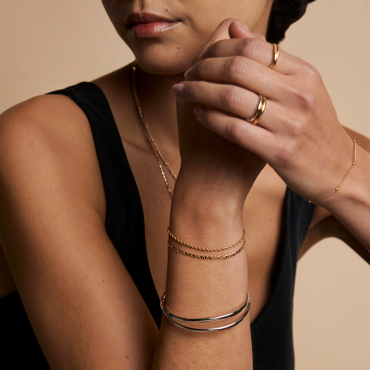 Illusion Double Chain Bracelet in Gold-Astrid &amp; Miyu