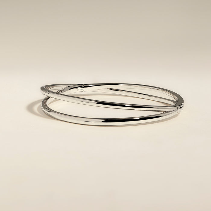 Crossover Illusion Bangle in Silver-Astrid &amp; Miyu
