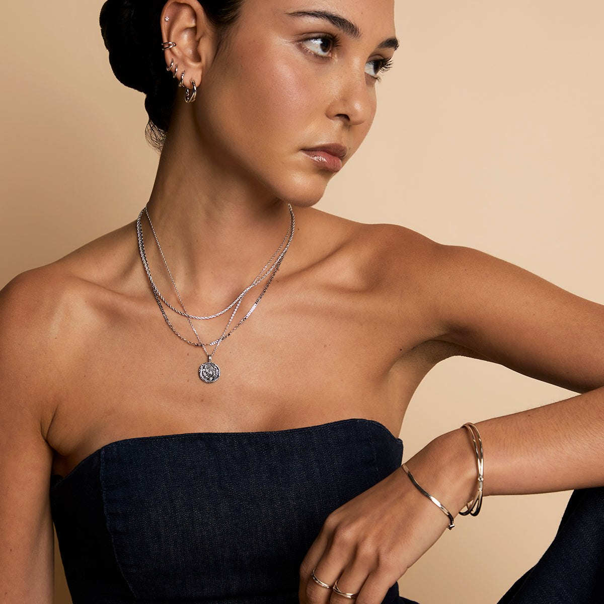 Crossover Illusion Bangle in Silver-Astrid &amp; Miyu