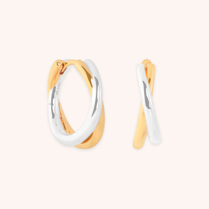 Crossover Illusion Hoops in Mixed Metal-Astrid &amp; Miyu
