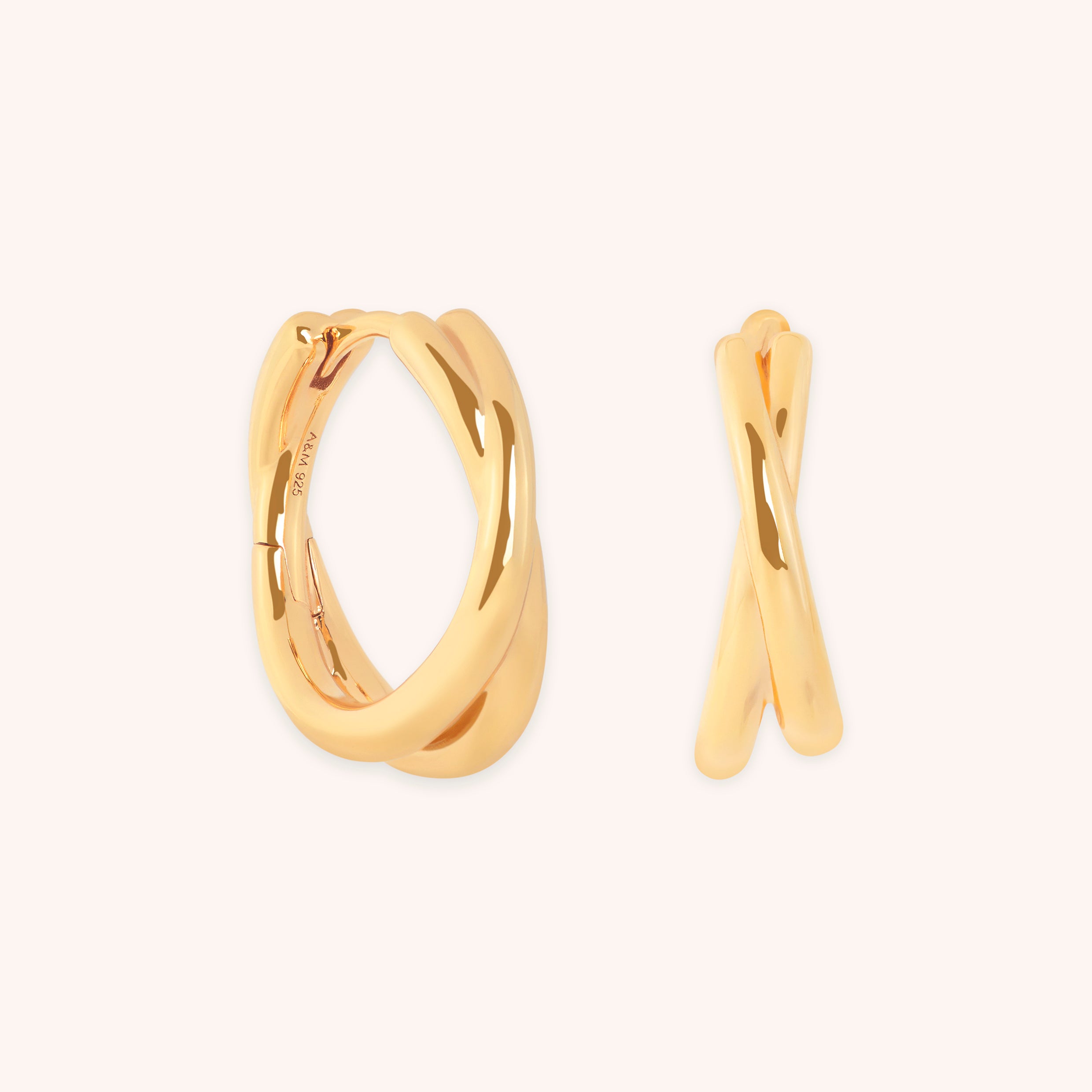 Crossover Illusion Hoops in Gold-Astrid &amp; Miyu