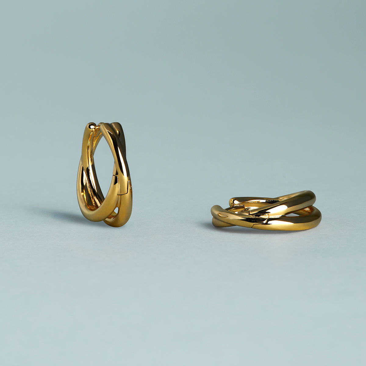 Crossover Illusion Hoops in Gold-Astrid &amp; Miyu