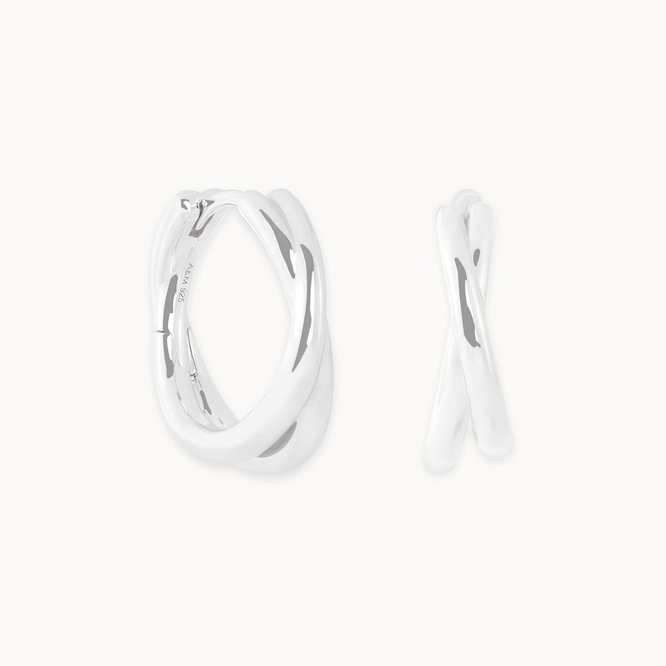 Crossover Illusion Hoops in Silver