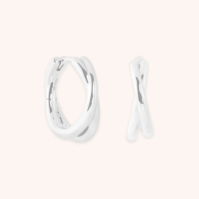 Crossover Illusion Hoops in Silver-Astrid &amp; Miyu