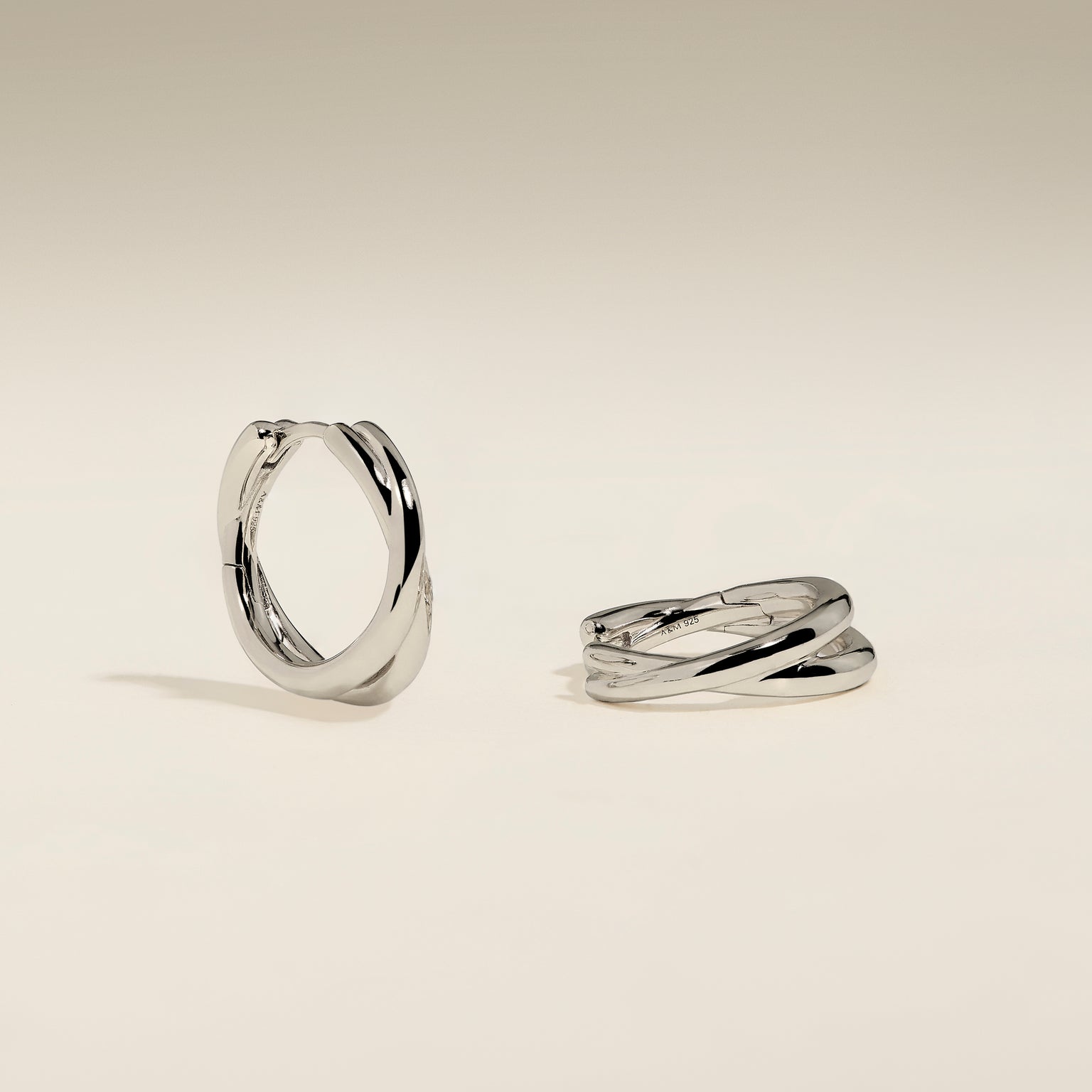 Crossover Illusion Hoops in Silver-Astrid &amp; Miyu