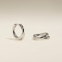 Crossover Illusion Hoops in Silver-Astrid &amp; Miyu