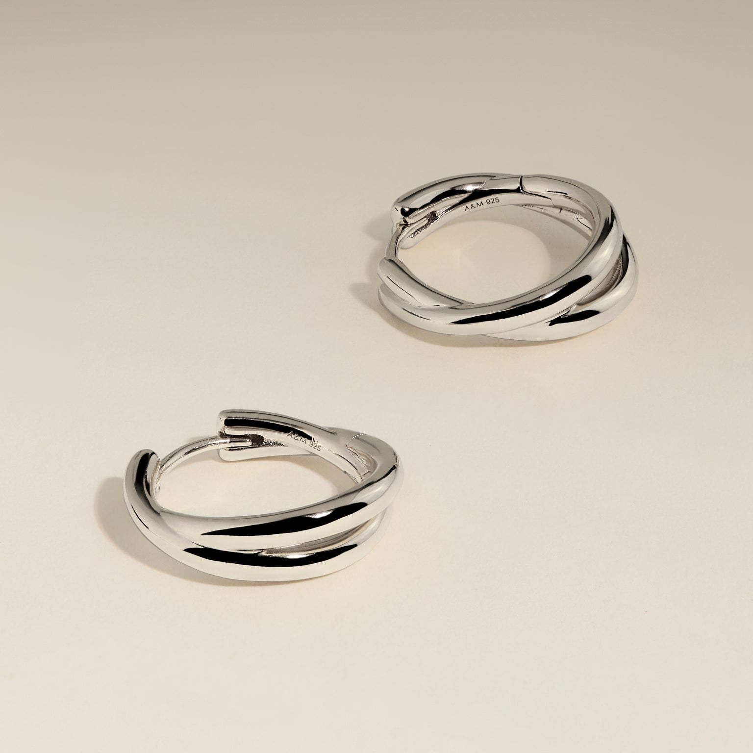 Crossover Illusion Hoops in Silver-Astrid &amp; Miyu