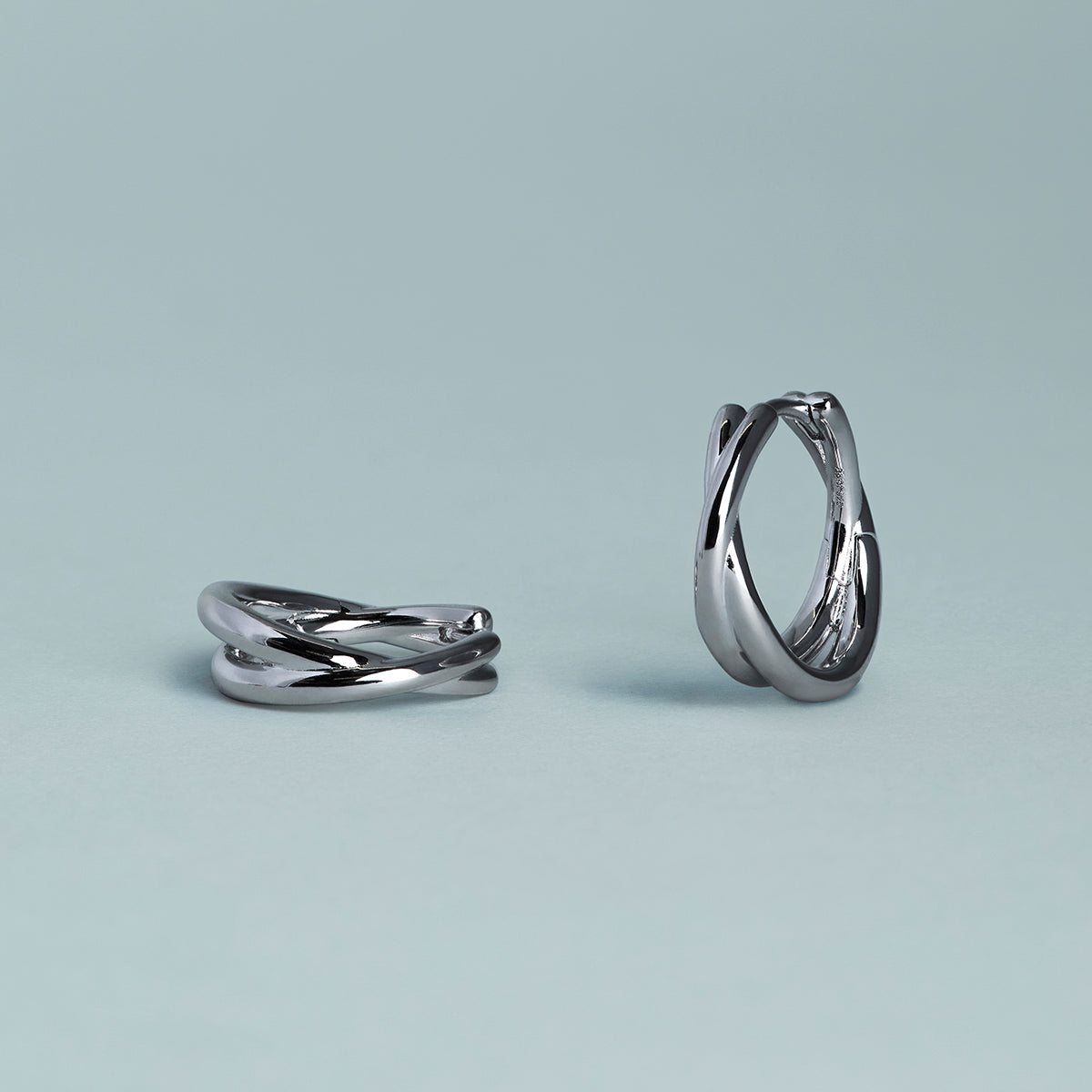Crossover Illusion Hoops in Silver-Astrid &amp; Miyu