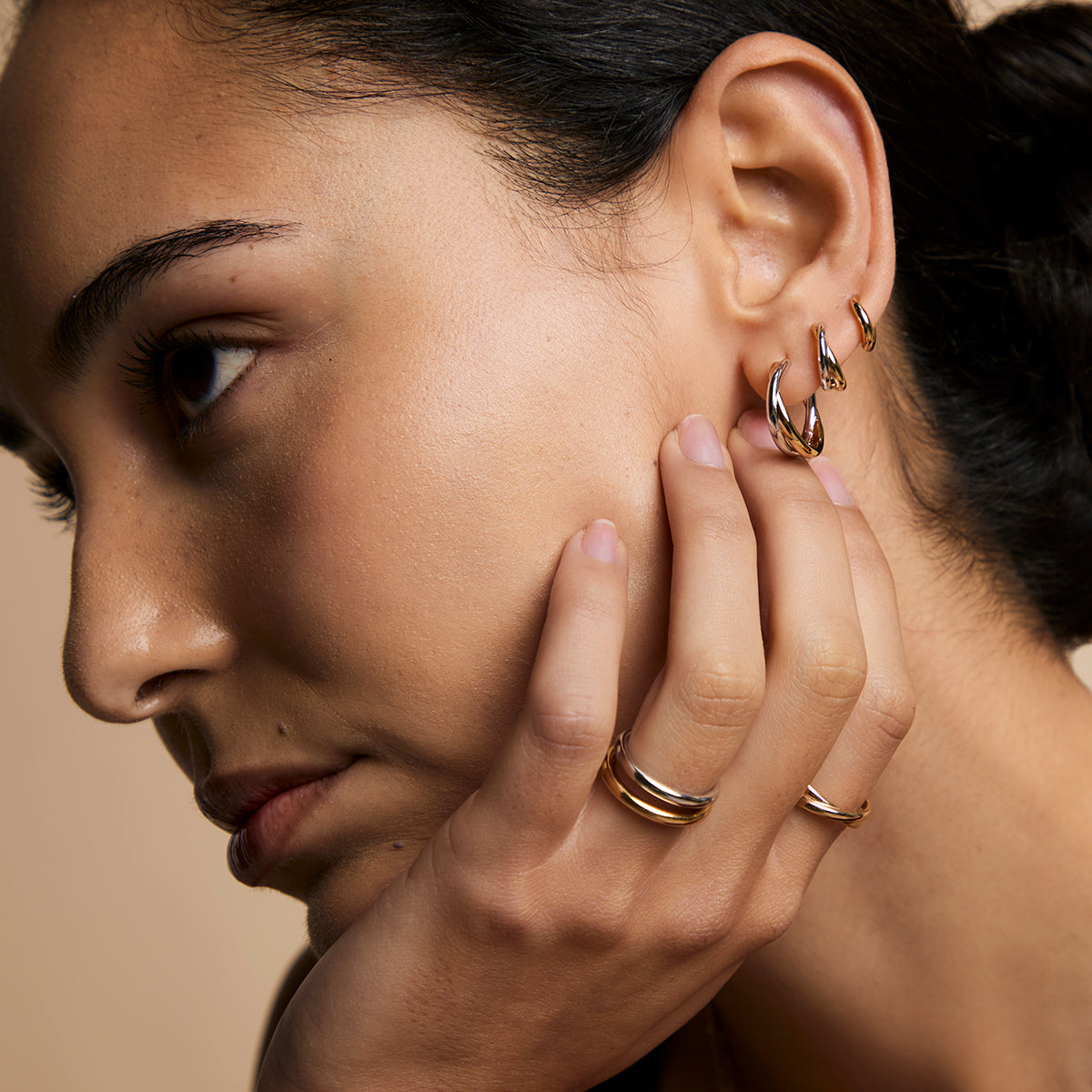 Crossover Illusion Huggies in Mixed Metal-Astrid &amp; Miyu