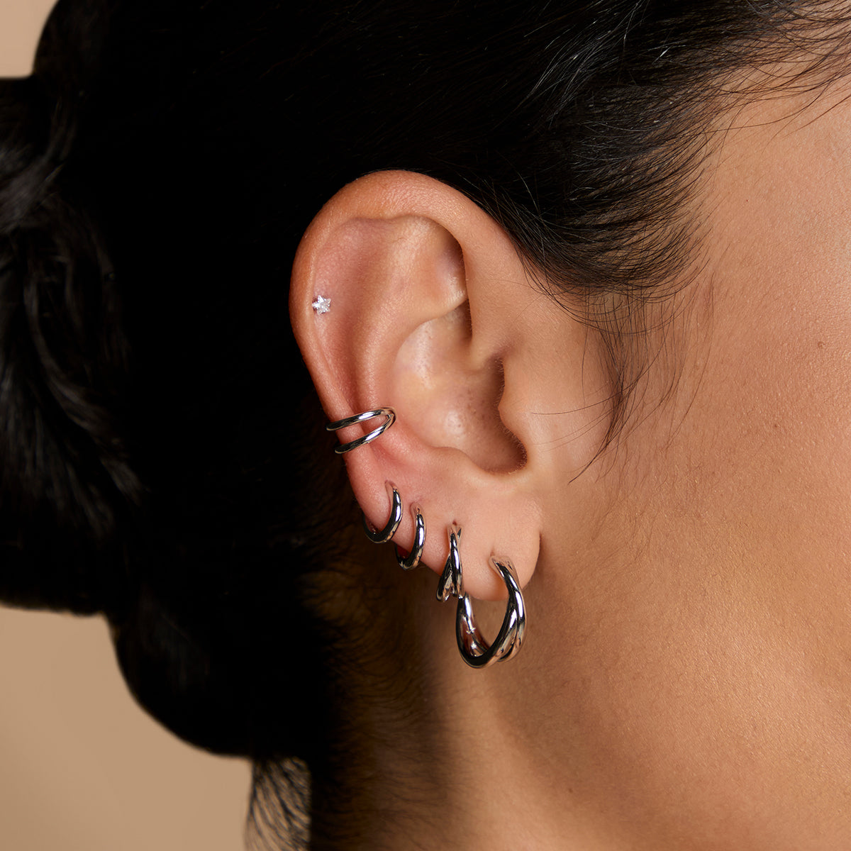 Crossover Illusion Huggies in Silver-Astrid &amp; Miyu