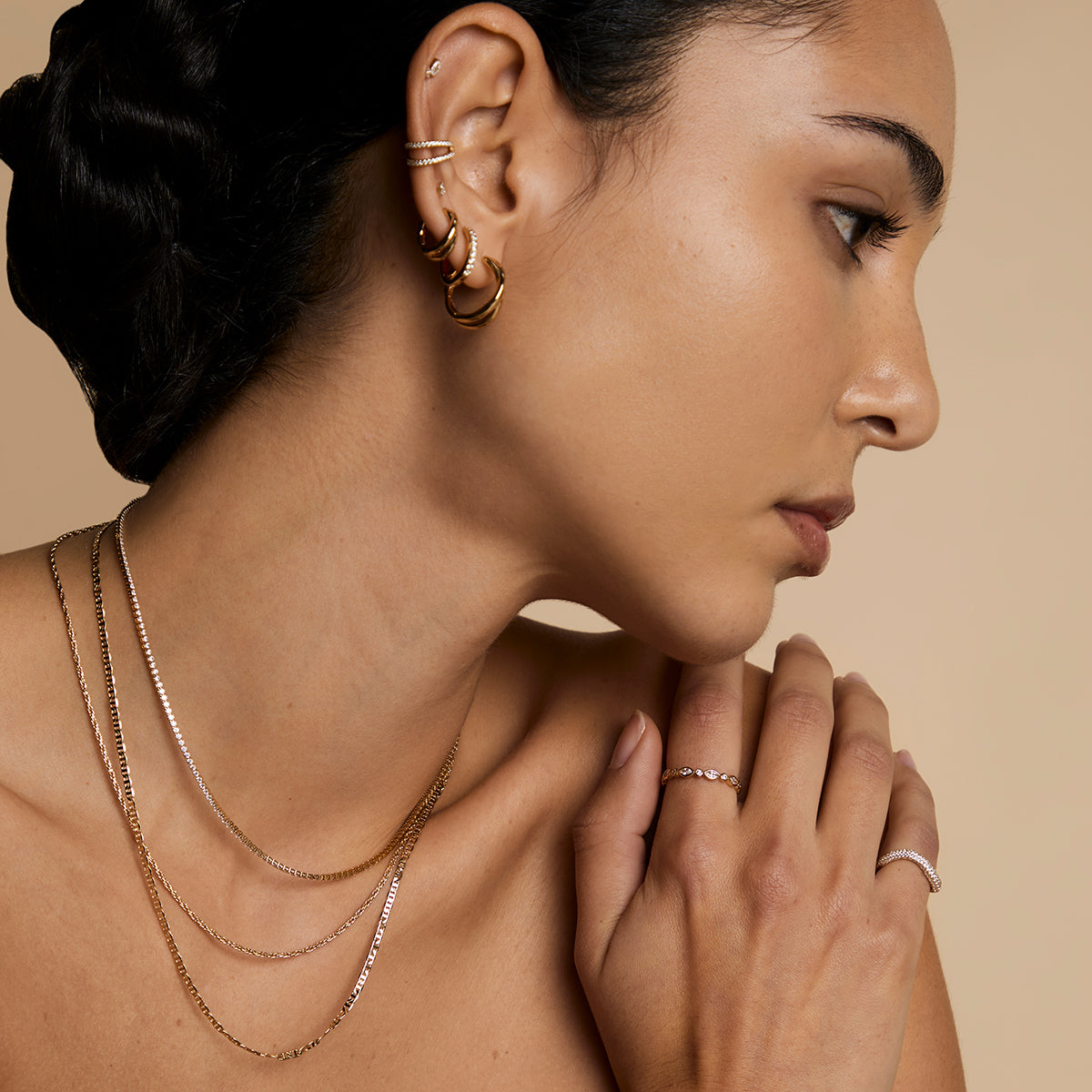 Illusion Double Chain Necklace in Gold-Astrid &amp; Miyu