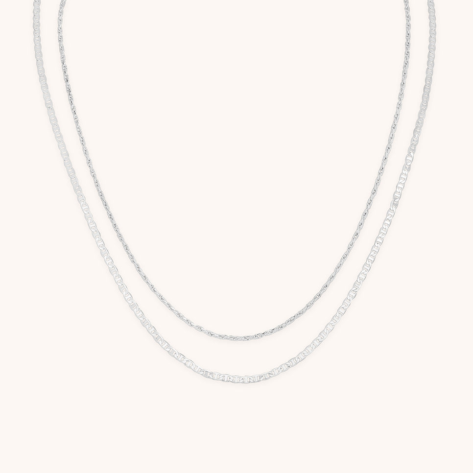 Illusion Double Chain Necklace in Silver