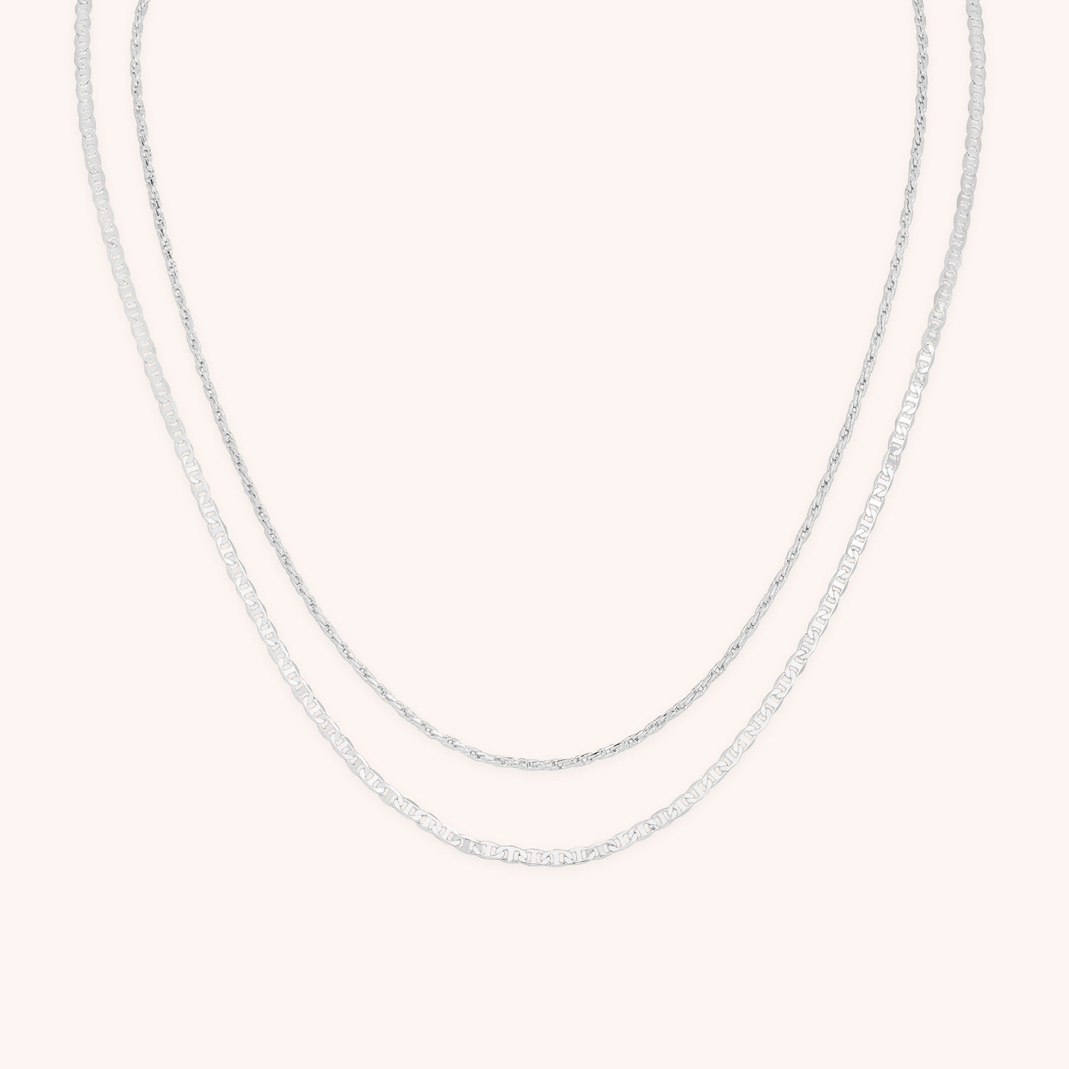 Illusion Double Chain Necklace in Silver-Astrid &amp; Miyu