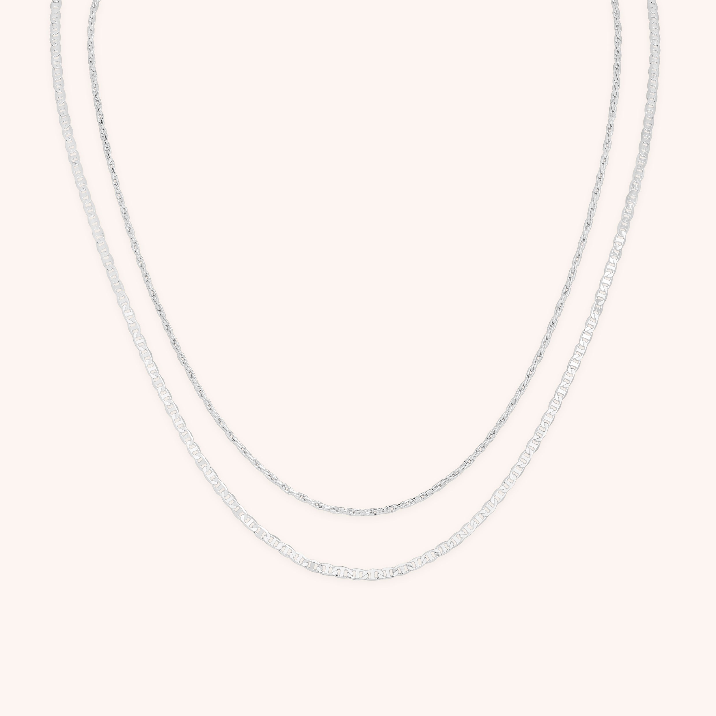 Illusion Double Chain Necklace in Silver-Astrid &amp; Miyu