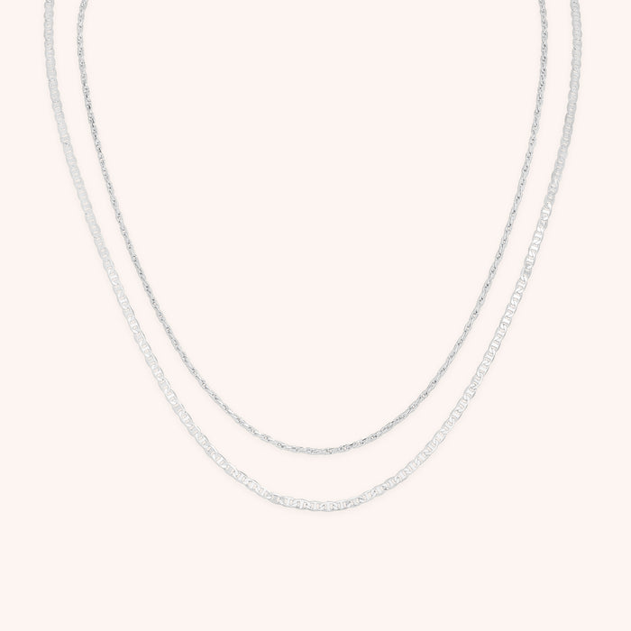 Illusion Double Chain Necklace in Silver-Astrid &amp; Miyu