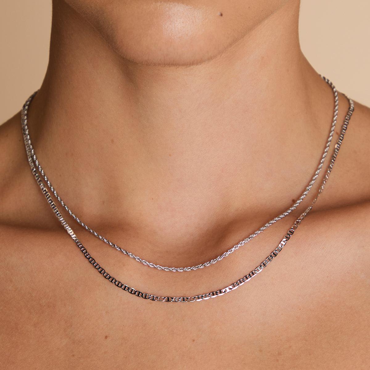 Illusion Double Chain Necklace in Silver-Astrid &amp; Miyu