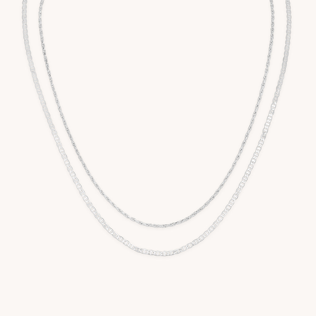Illusion Double Chain Necklace in Silver-Astrid &amp; Miyu