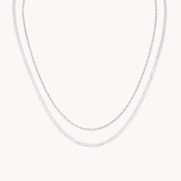 Illusion Double Chain Necklace in Silver-Astrid &amp; Miyu