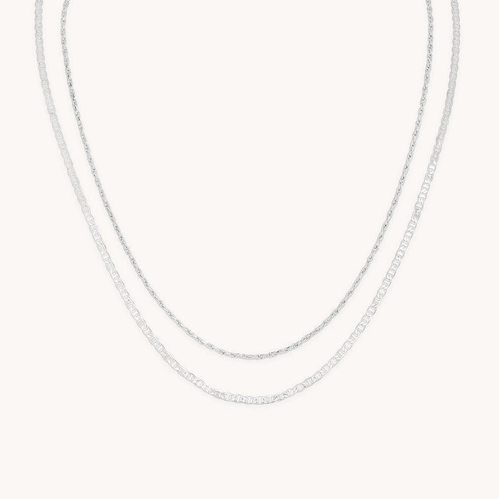 Illusion Double Chain Necklace in Silver-Astrid &amp; Miyu