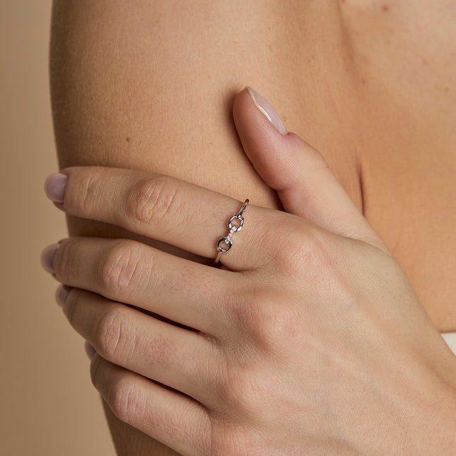 Diamond Hardware Ring in Solid White Gold-Astrid &amp; Miyu