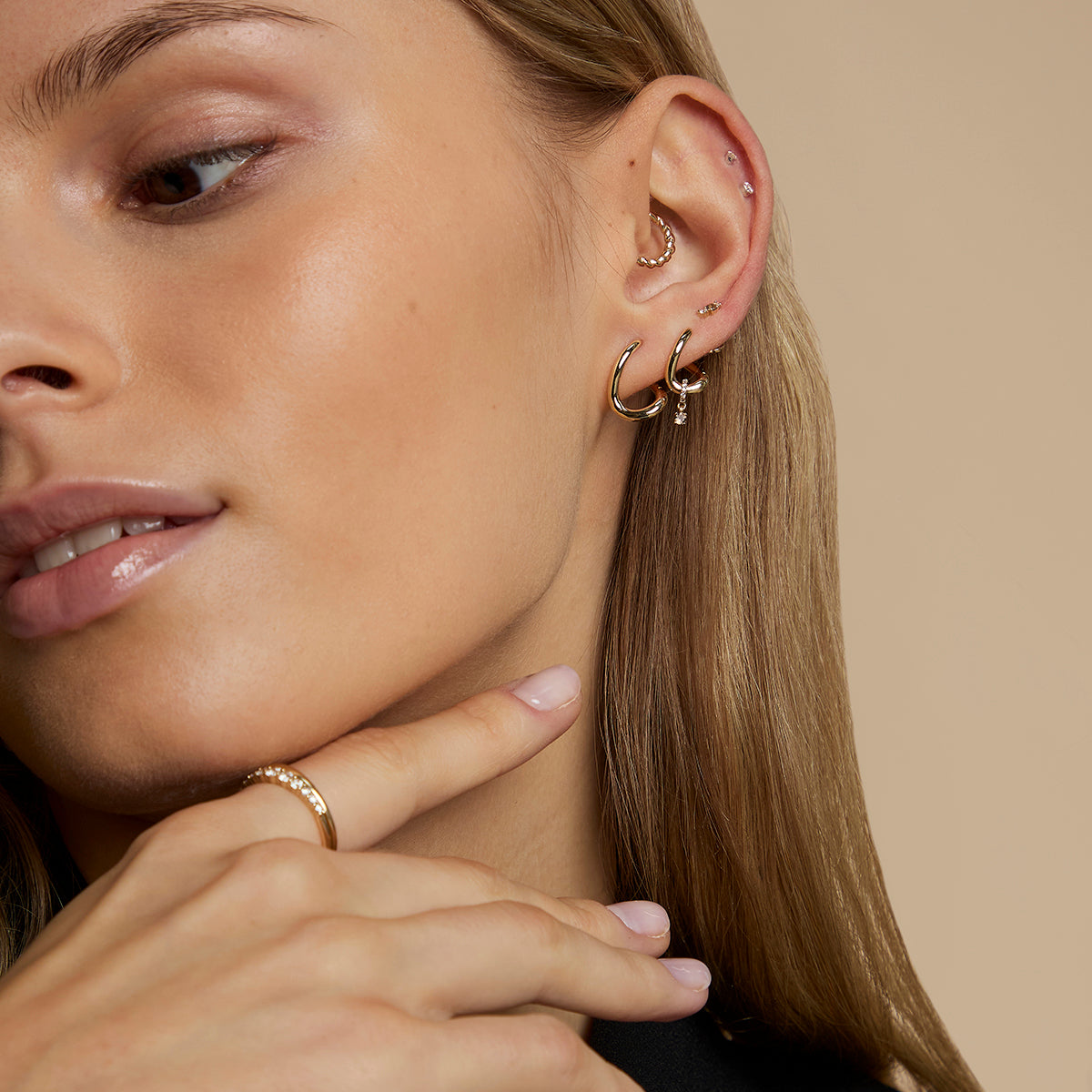 Molten Hoops in Solid Gold-Astrid &amp; Miyu