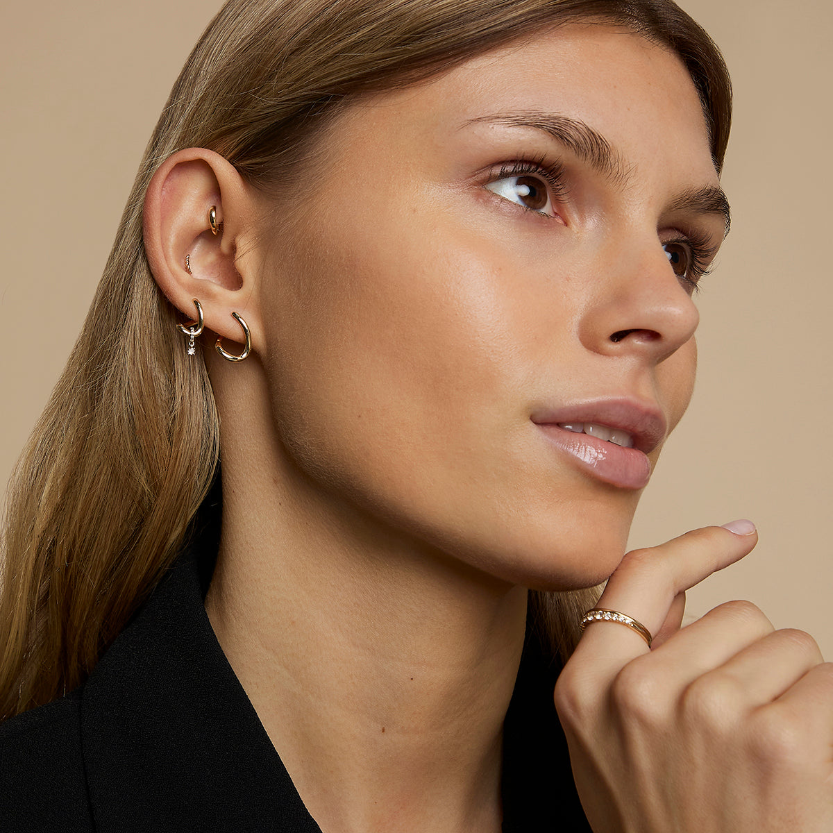 Molten Hoops in Solid Gold-Astrid &amp; Miyu