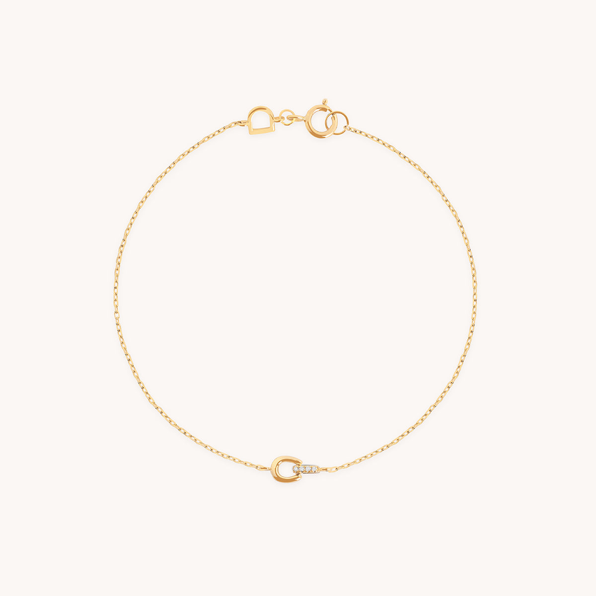 Diamond Hardware Pendant Bracelet in Solid Gold-Astrid &amp; Miyu
