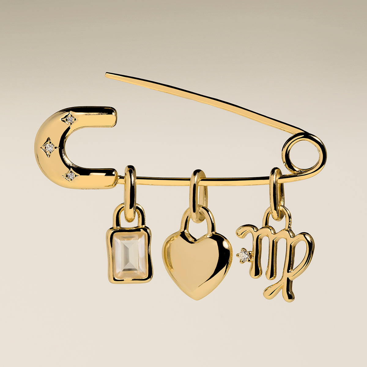 Charm Pin Brooch in Gold-Astrid &amp; Miyu