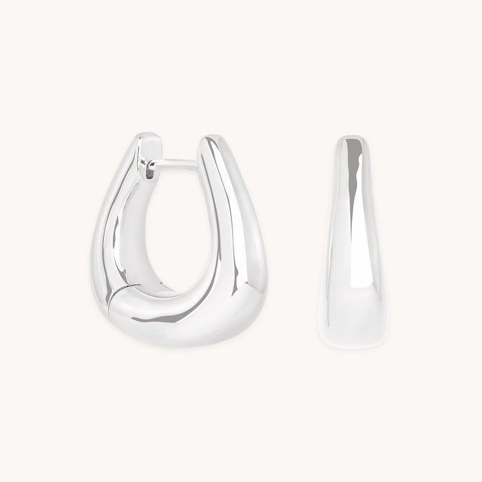 Saddle Medium Hoops in Silver-Astrid &amp; Miyu
