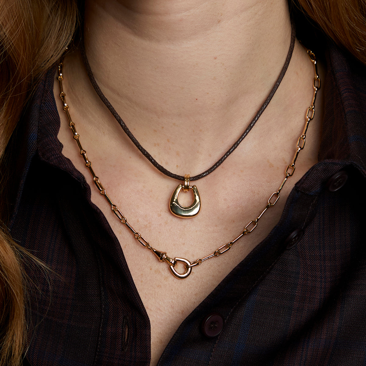 Hardware Pendant Cord Necklace in Gold-Astrid &amp; Miyu