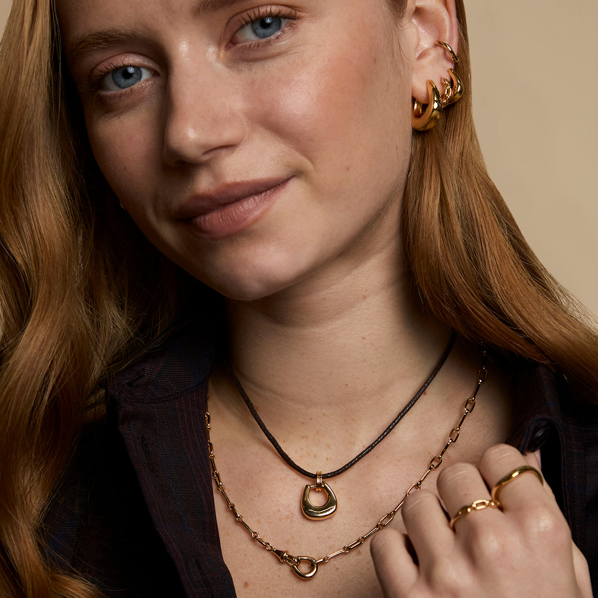 Hardware Pendant Cord Necklace in Gold-Astrid &amp; Miyu