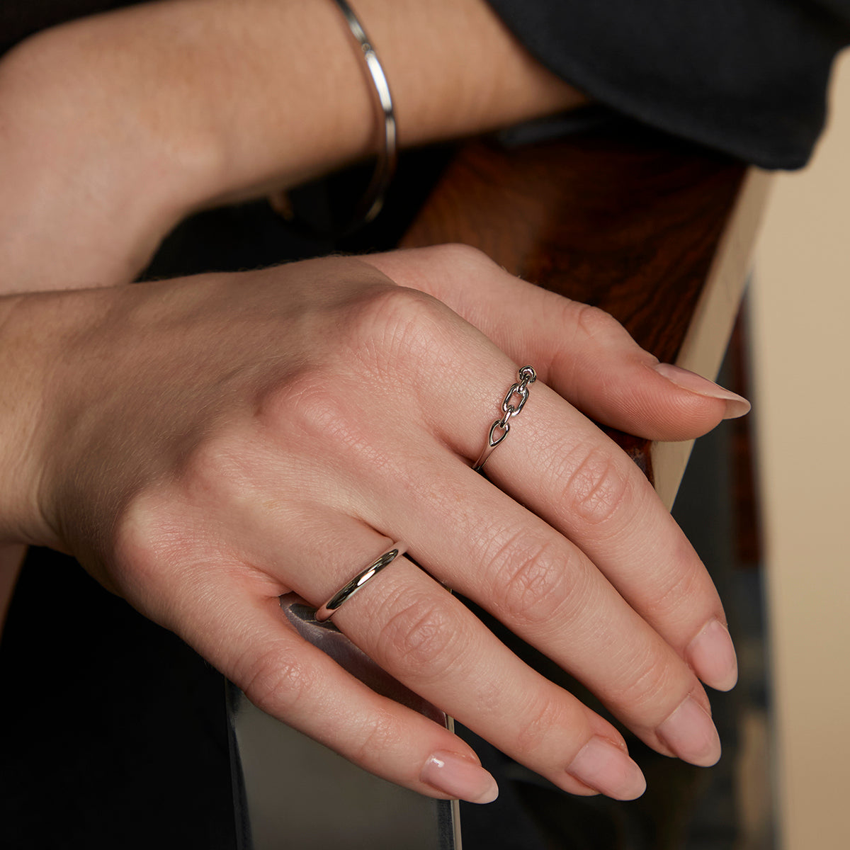 Hardware Link Ring in Silver-Astrid &amp; Miyu