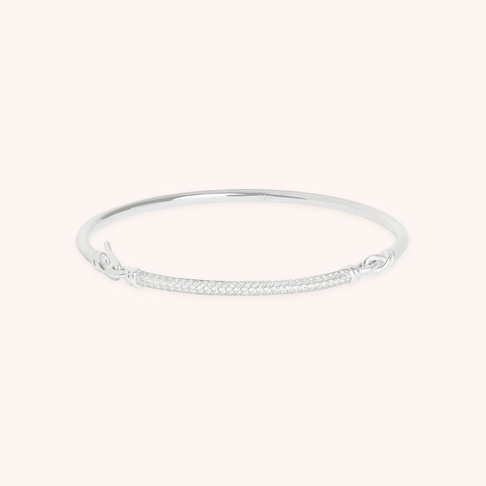 Pavé Knot Bangle in Silver-Astrid &amp; Miyu