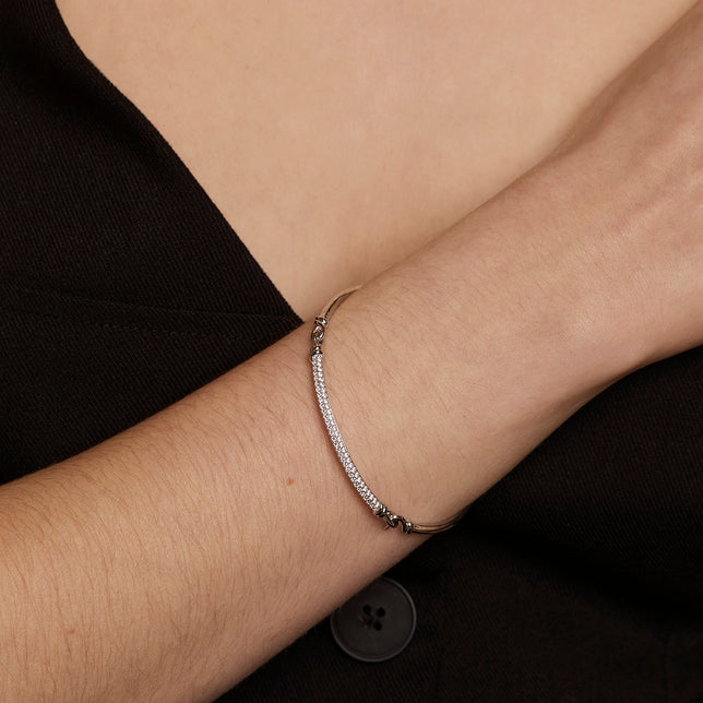 Pavé Knot Bangle in Silver-Astrid &amp; Miyu