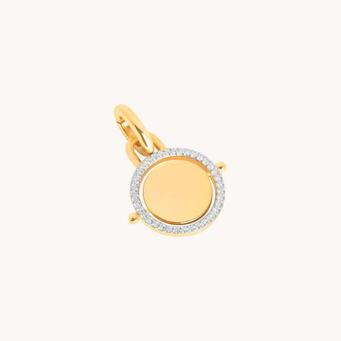 Pavé Spinning Coin Clip Charm in Gold-Astrid &amp; Miyu