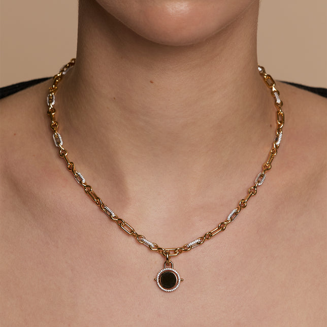 Pavé Spinning Coin Clip Charm in Gold-Astrid & Miyu