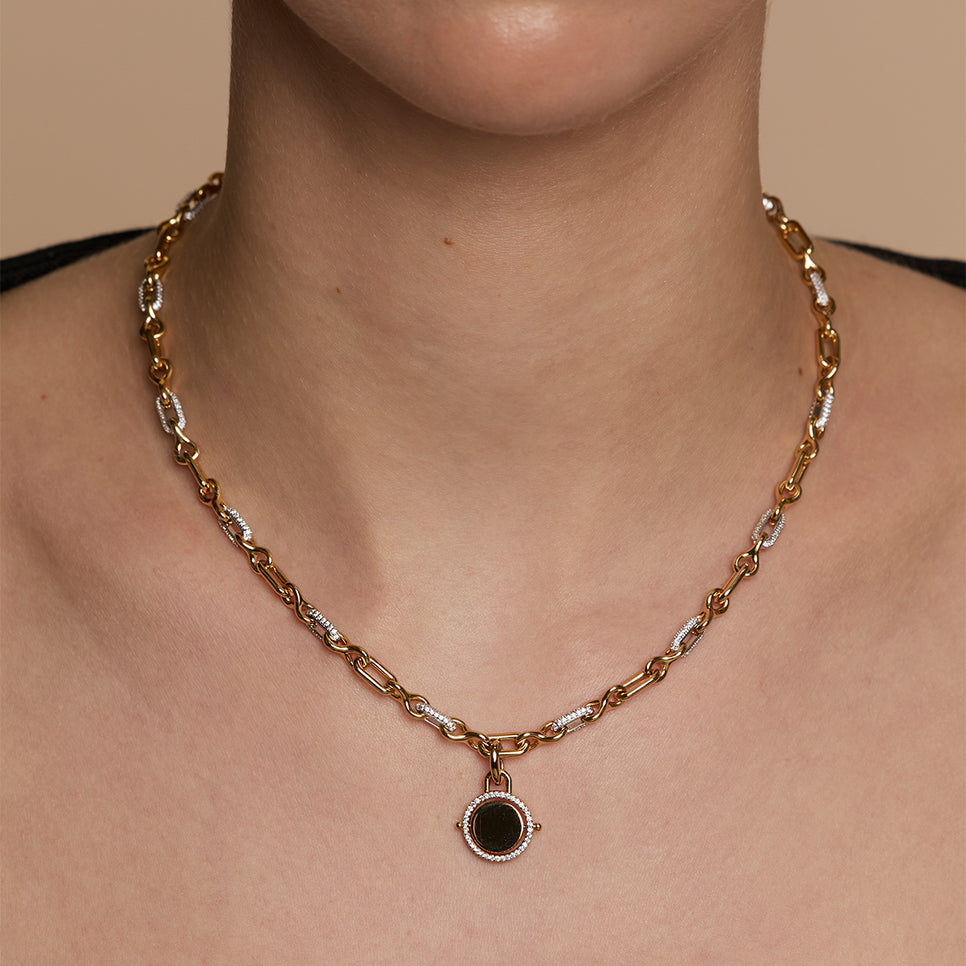 Pavé Spinning Coin Clip Charm in Gold-Astrid &amp; Miyu