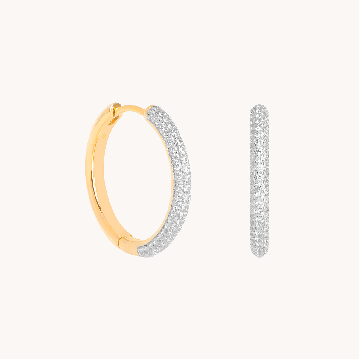 Pavé Essential Medium Hoops in Gold-Astrid &amp; Miyu