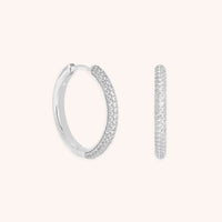 Pavé Essential Medium Hoops in Silver-Astrid &amp; Miyu