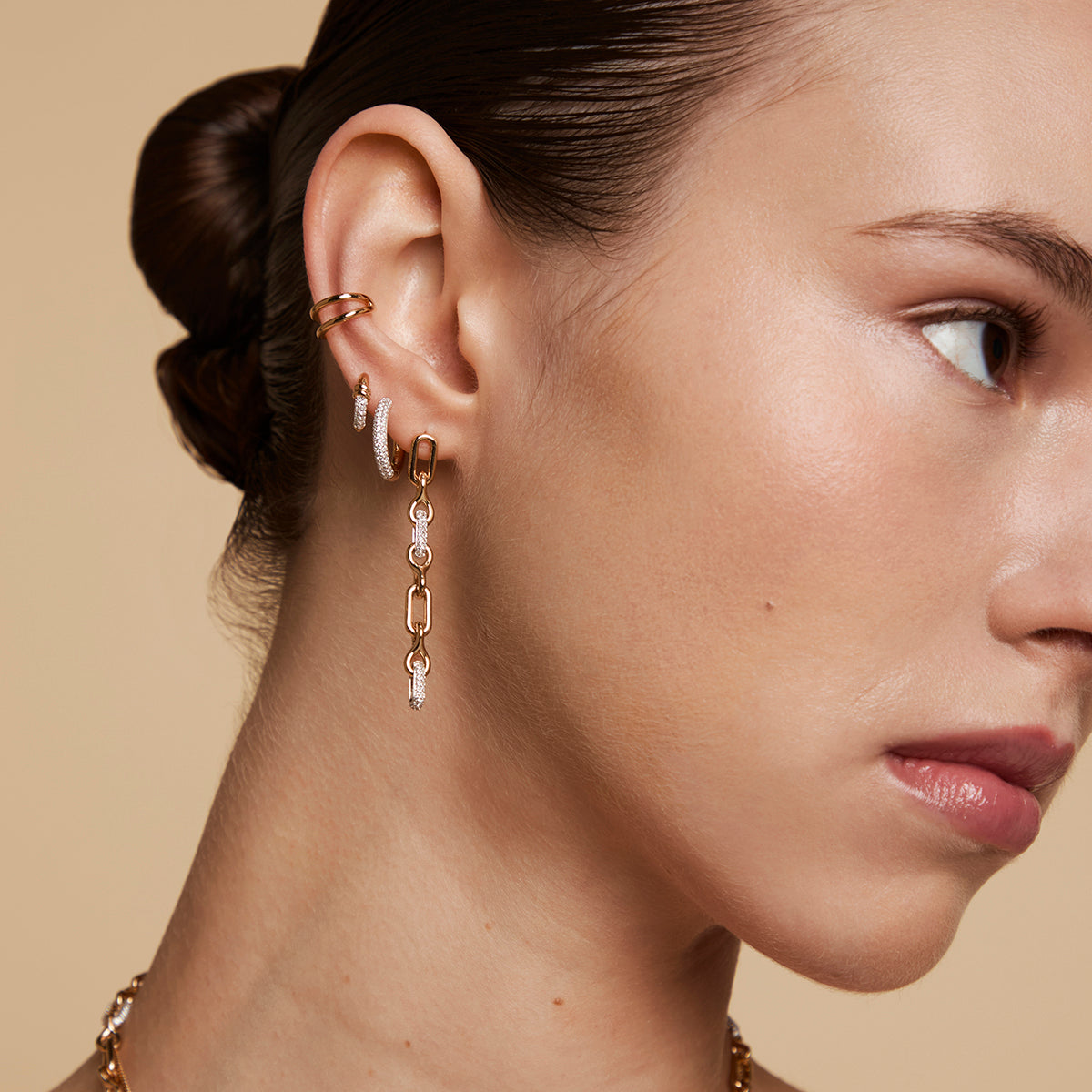 Pavé Essential Small Hoops in Gold-Astrid &amp; Miyu