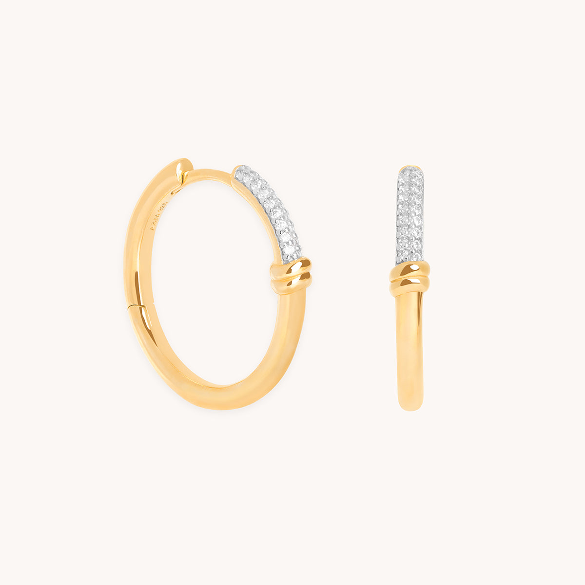 Pavé Knot Hoops in Gold-Astrid &amp; Miyu