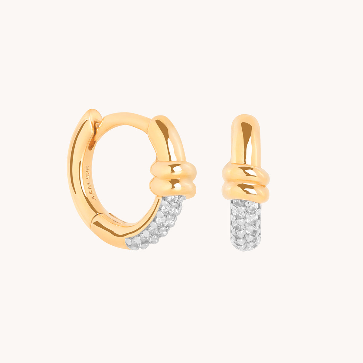 Pavé Knot Huggies in Gold-Astrid &amp; Miyu