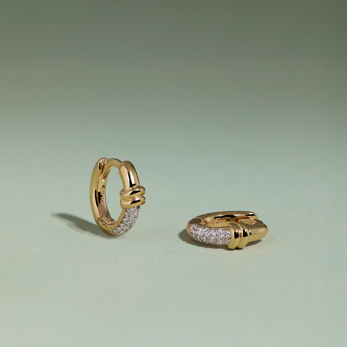 Pavé Knot Huggies in Gold-Astrid &amp; Miyu